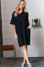 Load image into Gallery viewer, Black Cotton Placard Yoke Midi Dress
