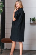 Load image into Gallery viewer, Black Cotton Placard Yoke Midi Dress
