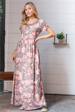 Load image into Gallery viewer, Grey Floral Print Pocketed Maxi Dress
