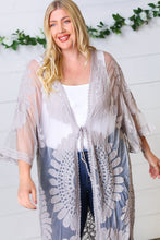 Load image into Gallery viewer, Light Grey Crochet Lace Scallop Kimono
