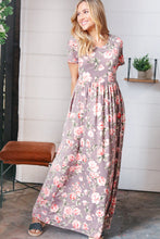 Load image into Gallery viewer, Grey Floral Print Pocketed Maxi Dress
