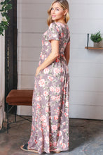 Load image into Gallery viewer, Grey Floral Print Pocketed Maxi Dress
