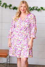 Load image into Gallery viewer, Lavender Floral Surplice Neck Ruffle Dress
