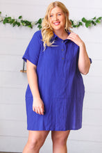 Load image into Gallery viewer, Off Blue Cotton Placard Yoke Midi Dress
