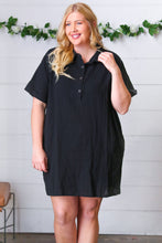 Load image into Gallery viewer, Black Cotton Placard Yoke Midi Dress
