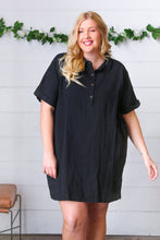 Load image into Gallery viewer, Black Cotton Placard Yoke Midi Dress
