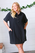 Load image into Gallery viewer, Black Cotton Placard Yoke Midi Dress
