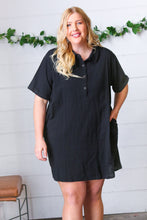 Load image into Gallery viewer, Black Cotton Placard Yoke Midi Dress
