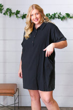 Load image into Gallery viewer, Black Cotton Placard Yoke Midi Dress
