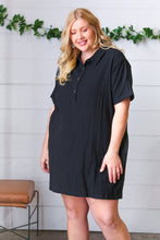 Load image into Gallery viewer, Black Cotton Placard Yoke Midi Dress
