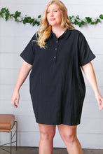 Load image into Gallery viewer, Black Cotton Placard Yoke Midi Dress
