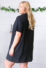 Load image into Gallery viewer, Black Cotton Placard Yoke Midi Dress
