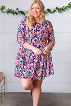 Load image into Gallery viewer, Navy Floral Flare Midi Dress
