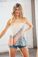 Load image into Gallery viewer, Linen Color Block Waffle Patch Work Tank Top
