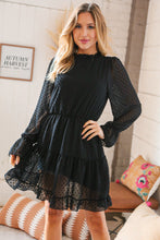 Load image into Gallery viewer, Black Swiss Dot Ruffle Hem Chiffon Dress
