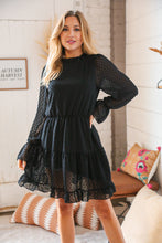 Load image into Gallery viewer, Black Swiss Dot Ruffle Hem Chiffon Dress
