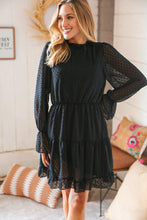 Load image into Gallery viewer, Black Swiss Dot Ruffle Hem Chiffon Dress
