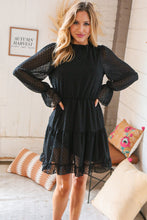 Load image into Gallery viewer, Black Swiss Dot Ruffle Hem Chiffon Dress
