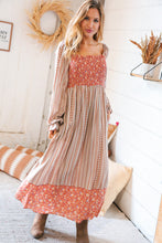 Load image into Gallery viewer, Ethnic Floral Smoked Bodice Maxi Dress
