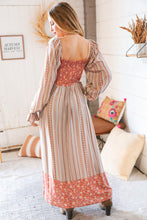 Load image into Gallery viewer, Ethnic Floral Smoked Bodice Maxi Dress
