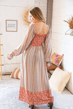 Load image into Gallery viewer, Ethnic Floral Smoked Bodice Maxi Dress
