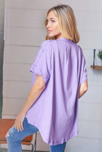 Load image into Gallery viewer, Lilac Cotton Button Down Placard Out Seam Top
