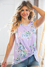 Load image into Gallery viewer, Lavender and Blur Floral Front Knotted Top
