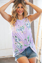 Load image into Gallery viewer, Lavender and Blur Floral Front Knotted Top
