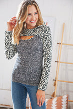 Load image into Gallery viewer, Black &amp; Cream Aztec Two Fer Slub Rib Terry Top
