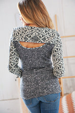 Load image into Gallery viewer, Black &amp; Cream Aztec Two Fer Slub Rib Terry Top
