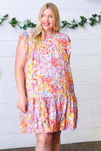 Load image into Gallery viewer, Lilac &amp; Peach Floral Yoke Poplin Woven Dress
