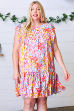 Load image into Gallery viewer, Lilac &amp; Peach Floral Yoke Poplin Woven Dress
