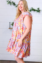 Load image into Gallery viewer, Lilac &amp; Peach Floral Yoke Poplin Woven Dress
