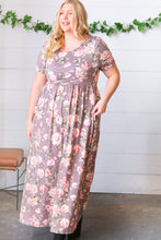 Load image into Gallery viewer, Grey Floral Print Pocketed Maxi Dress
