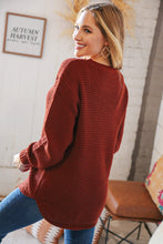 Load image into Gallery viewer, Dark Rust Waffle Knit Hi-Low Sweater
