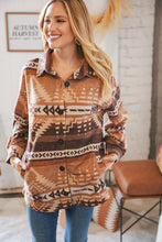 Load image into Gallery viewer, Taupe &amp; Brown Brushed Aztec Oversize Pocketed Shacket
