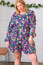 Load image into Gallery viewer, Navy Floral Challis Woven Romper
