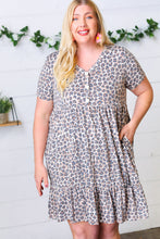 Load image into Gallery viewer, Taupe Leopard Button Down Babydoll Dress
