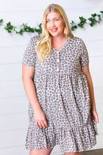 Load image into Gallery viewer, Taupe Leopard Button Down Babydoll Dress
