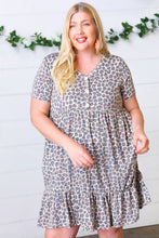 Load image into Gallery viewer, Taupe Leopard Button Down Babydoll Dress
