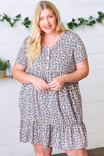 Load image into Gallery viewer, Taupe Leopard Button Down Babydoll Dress
