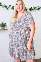 Load image into Gallery viewer, Taupe Leopard Button Down Babydoll Dress
