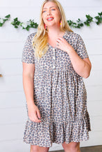 Load image into Gallery viewer, Taupe Leopard Button Down Babydoll Dress
