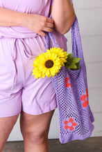 Load image into Gallery viewer, Lavender Crochet Tote Hobo Bag
