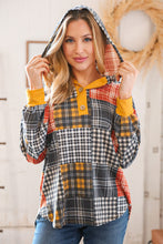 Load image into Gallery viewer, Plaid Patchwork Button Down Losse Fit Hoodie
