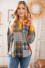 Load image into Gallery viewer, Plaid Patchwork Button Down Losse Fit Hoodie

