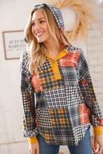 Load image into Gallery viewer, Plaid Patchwork Button Down Losse Fit Hoodie
