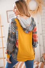Load image into Gallery viewer, Plaid Patchwork Button Down Losse Fit Hoodie
