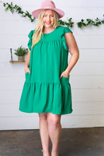 Load image into Gallery viewer, Green Yoke Poplin Woven Dress
