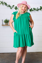 Load image into Gallery viewer, Green Yoke Poplin Woven Dress
